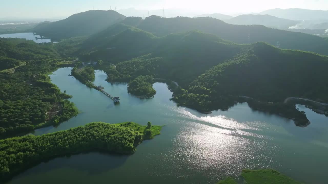 4k森林水库乡村振兴农业山峰山脉蓝天白云航拍视频素材
