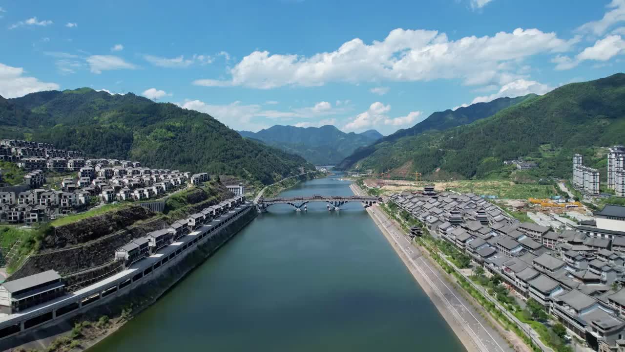 景宁鹤溪河  摄于丽水景宁县城视频下载