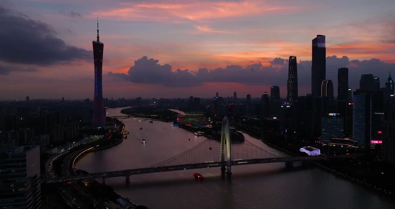 广州海珠区航拍视频素材