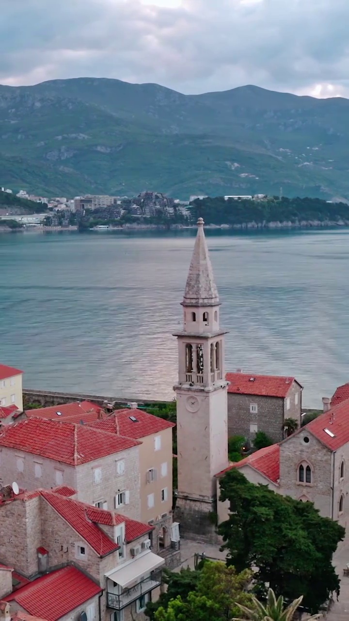布德瓦老城，亚得里亚海的古城，巴尔干半岛，欧洲的古城，海边的城镇视频素材
