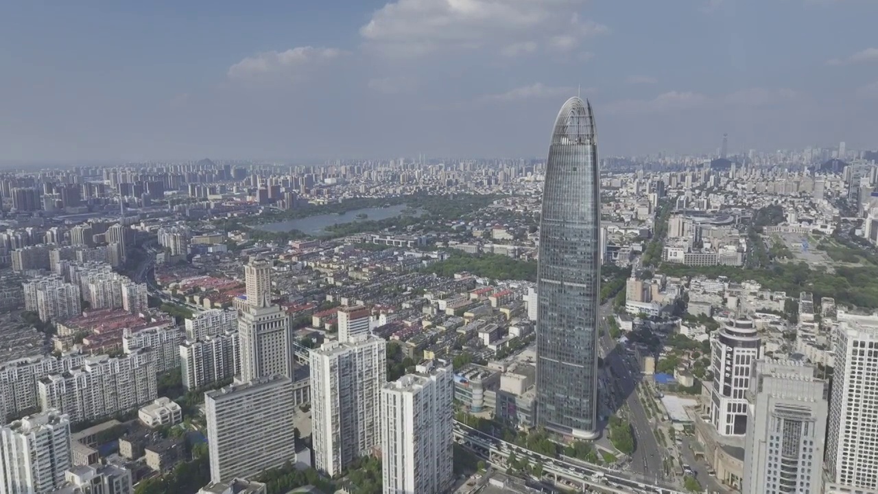 中国山东济南绿地中心航拍视频素材