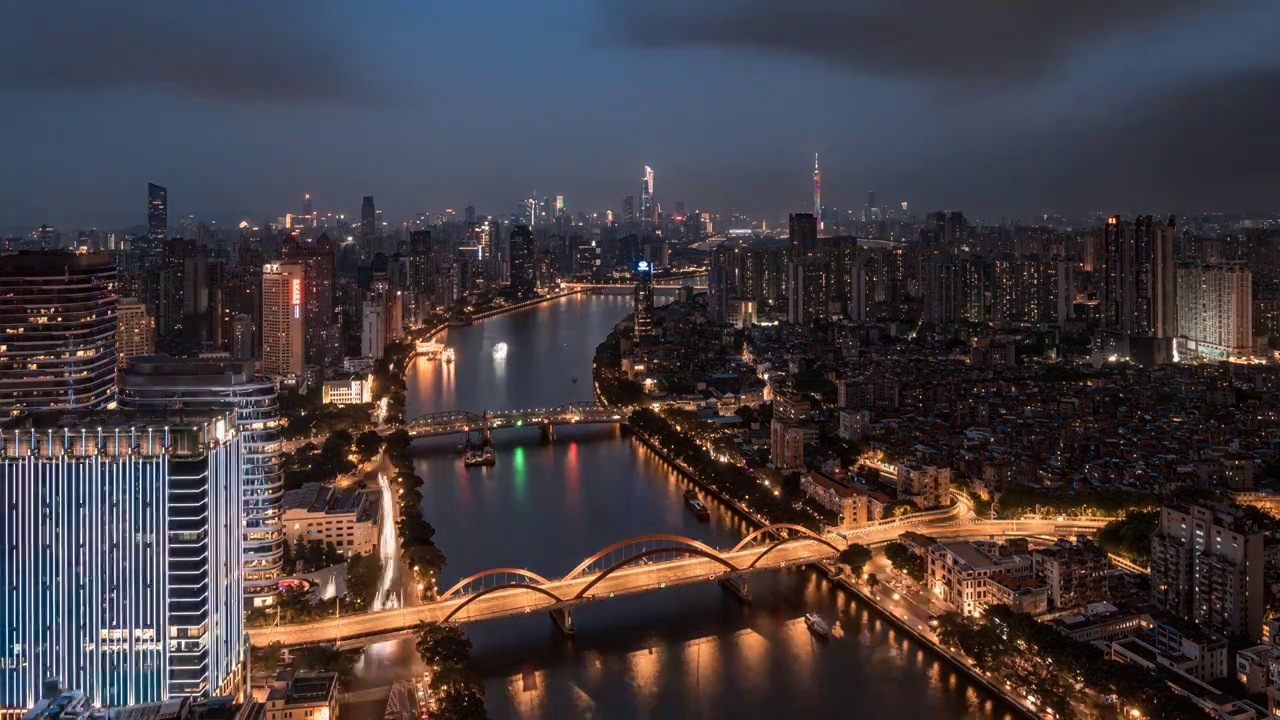 广州珠江和珠江新城的夜景视频下载