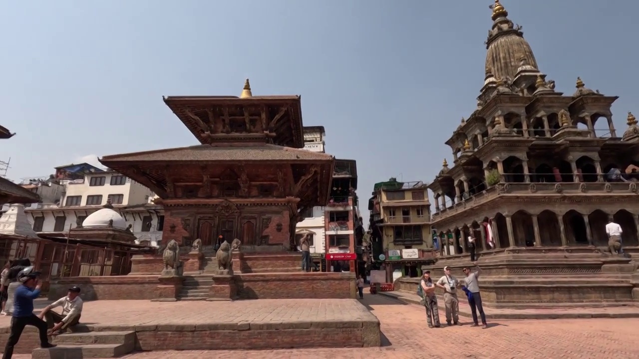 帕坦杜巴广场，尼泊尔三大广场之一，尼泊尔佛教的古建筑视频下载