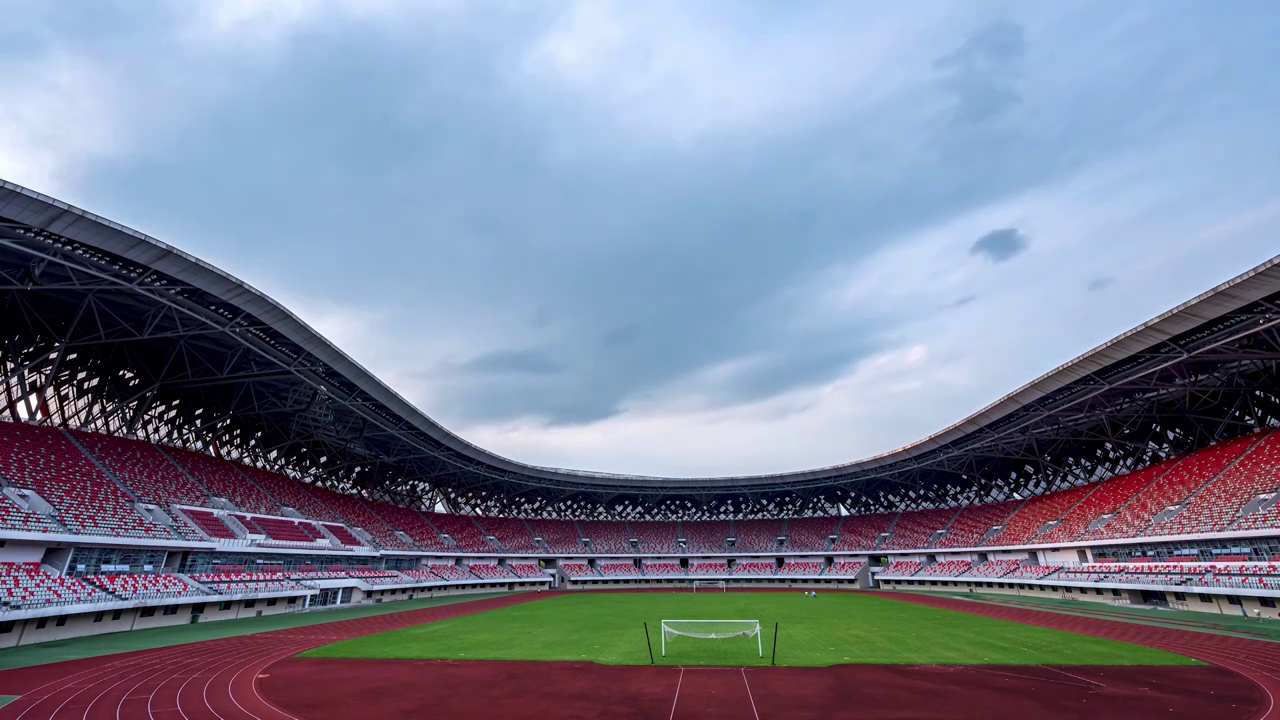 贵州遵义奥体中心体育场全景延时摄影视频下载
