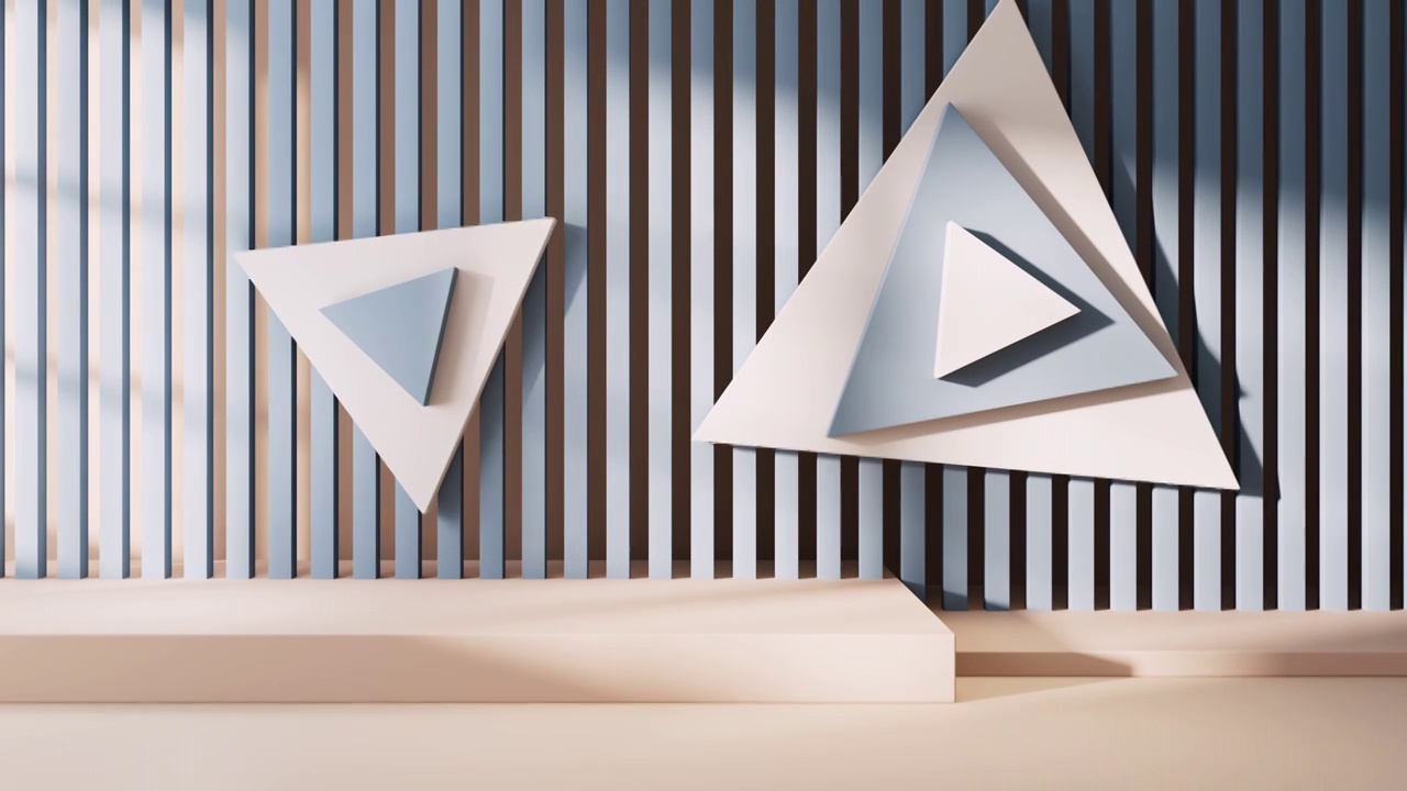 创意几何体室内空间3D渲染视频下载