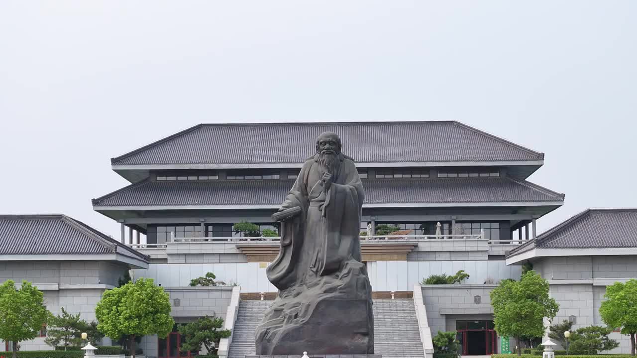 河南鹿邑老子学院老子文化博物馆老子雕像视频下载