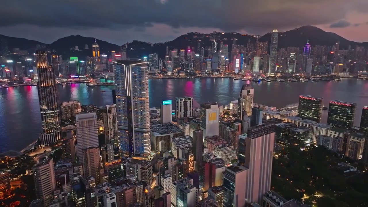 香港维多利亚港两岸繁华夜景视频下载