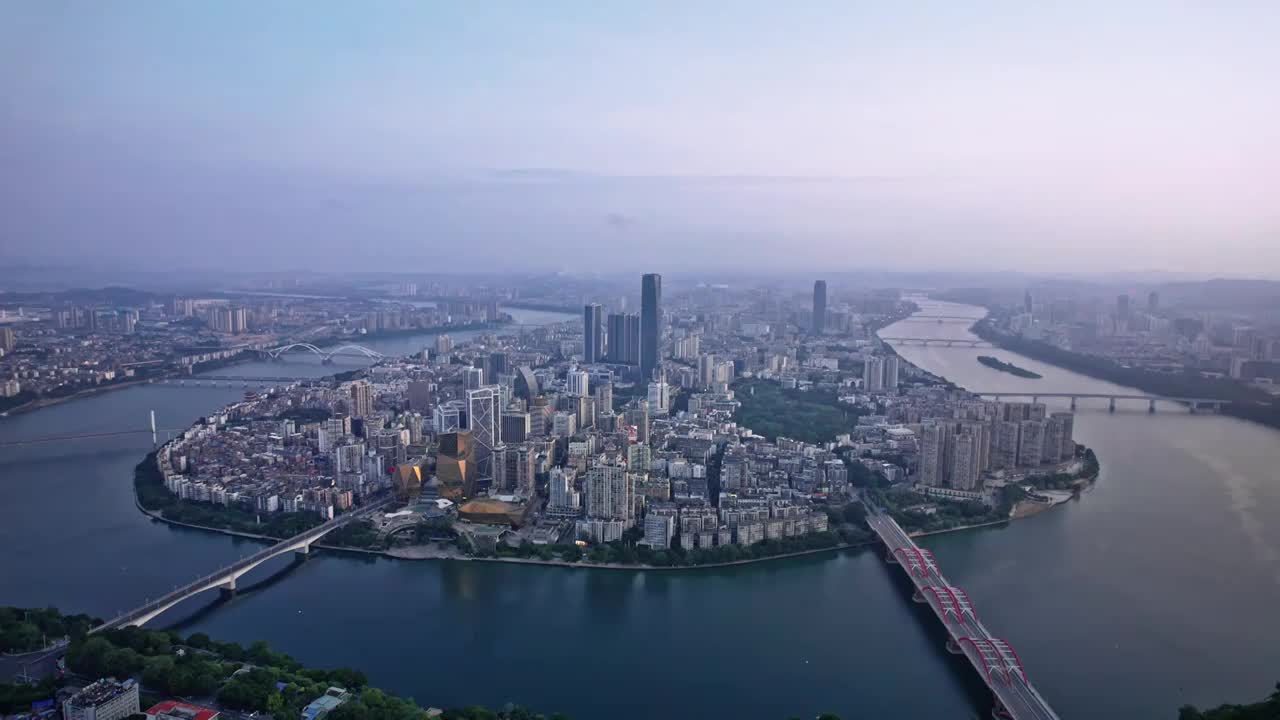 航拍广西柳州城市风光视频素材