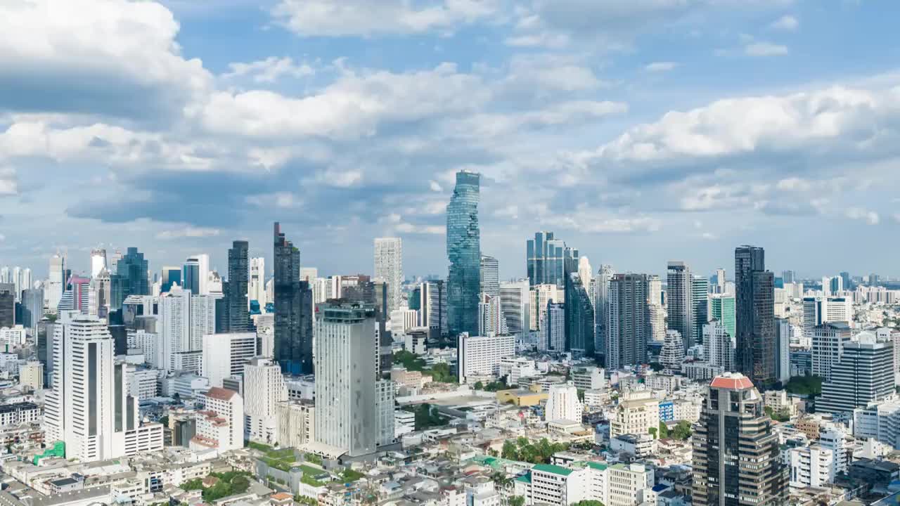 泰国曼谷城市高楼天际线延时航拍风光视频下载