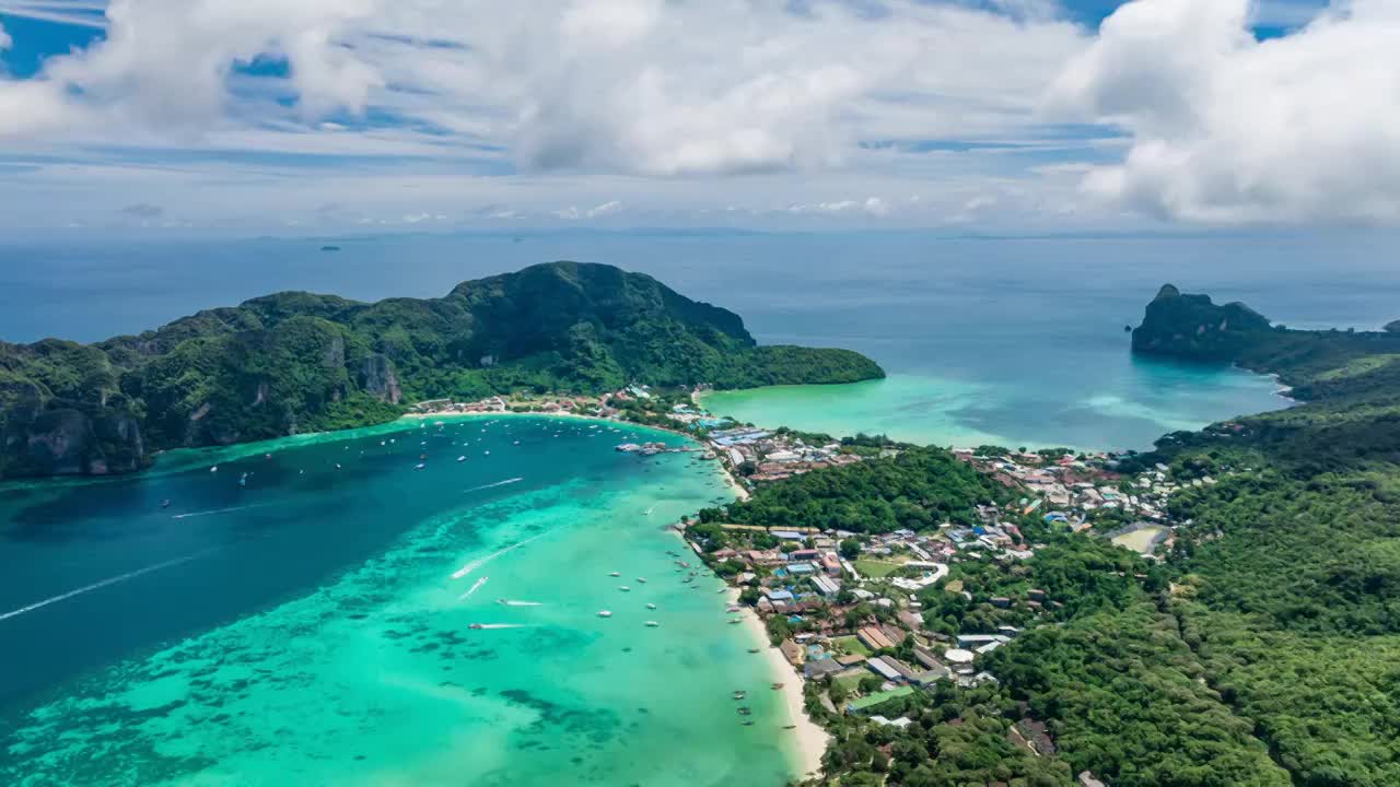 泰国甲米皮皮岛屿航拍延时自然风光视频素材