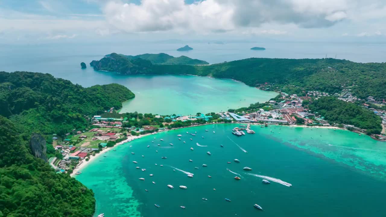 泰国甲米皮皮岛屿航拍延时自然风光视频素材