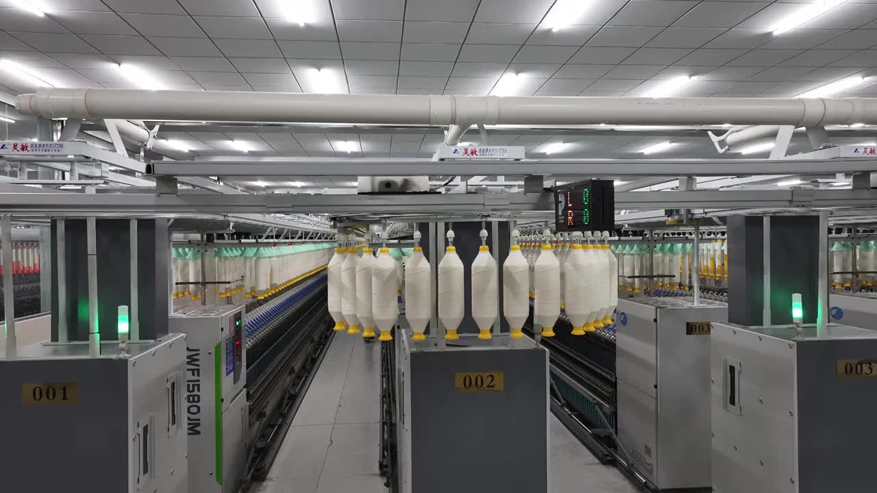 河南太康智能纺纱工厂棉业细纱机视频下载