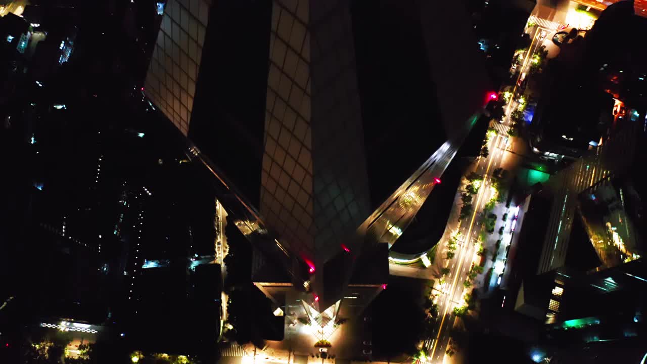 上海 黑夜 人民广场 明天广场 办公楼外观 航拍视频 4K视频下载