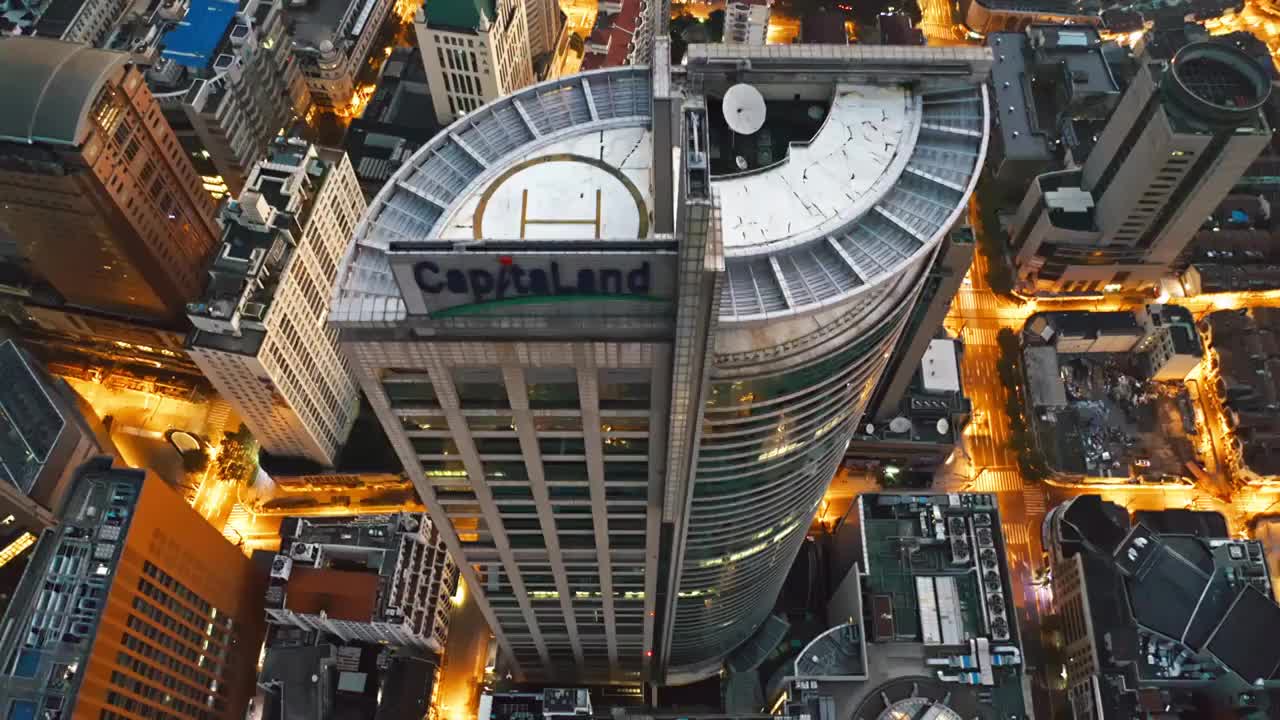 上海 黑夜 金色道路 俯拍 人民广场 来福士广场 办公楼外观 航拍视频 4K视频下载
