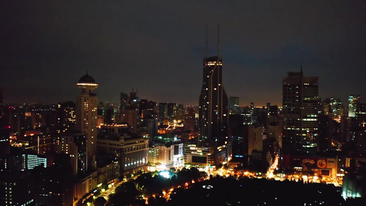 上海 黑夜 人民广场 航拍视频 4K视频下载