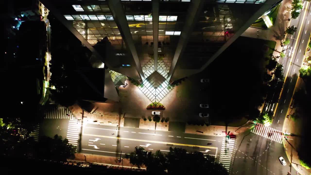 上海 黑夜 人民广场 明天广场 办公楼外观 航拍视频 4K视频下载