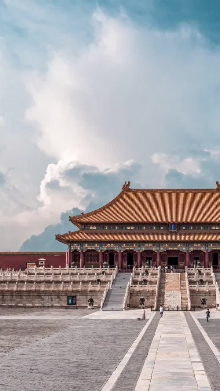 北京故宫太和殿日落延时摄影视频素材