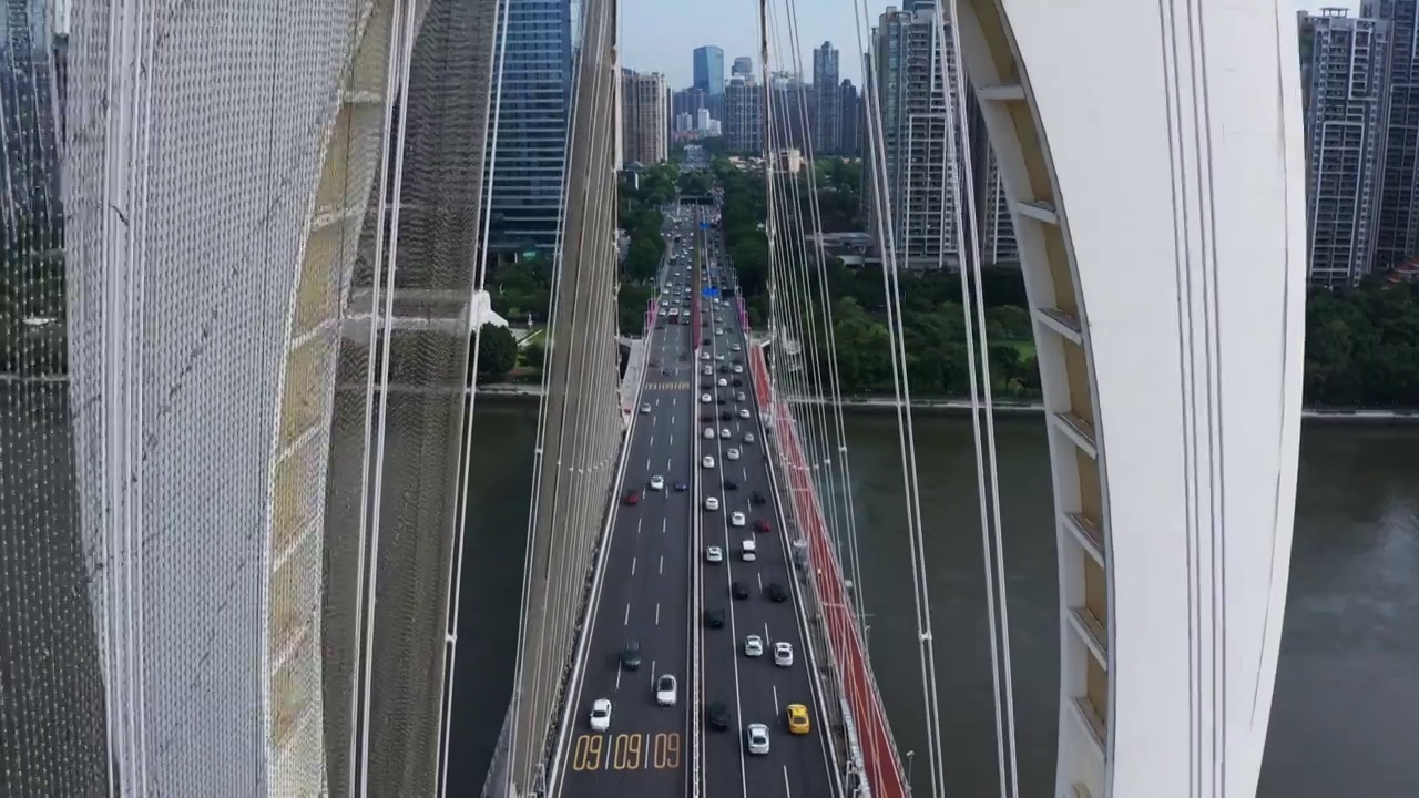 广州猎德大桥广州CBD交通道路广州地标航拍视频下载