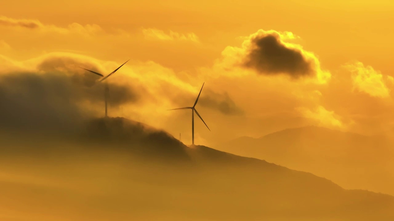 航拍风力发电风电场新能源风轮机背景视频下载