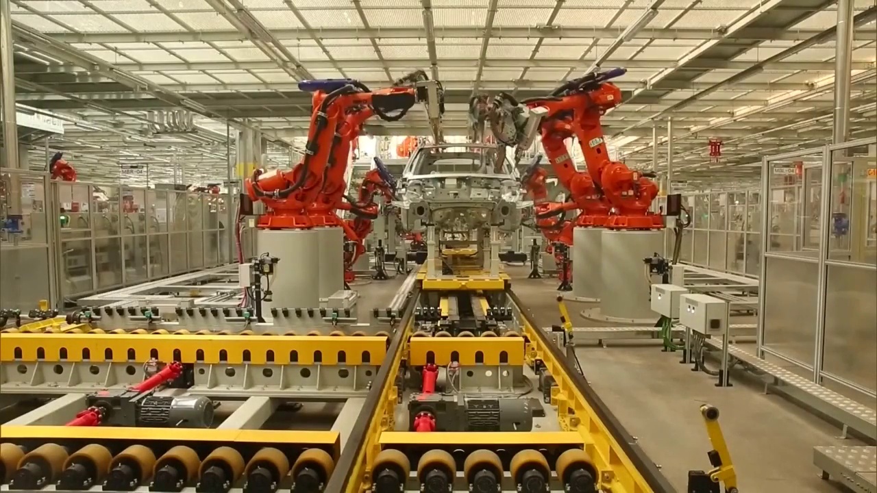 中国新能源汽车工厂高科技自动化生产线流水线（选编）视频素材