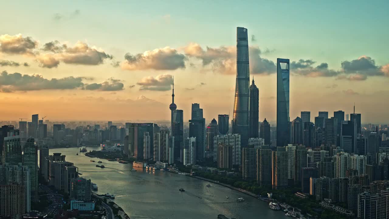 4K航拍上海陆家嘴董家渡两江南浦大桥视频下载