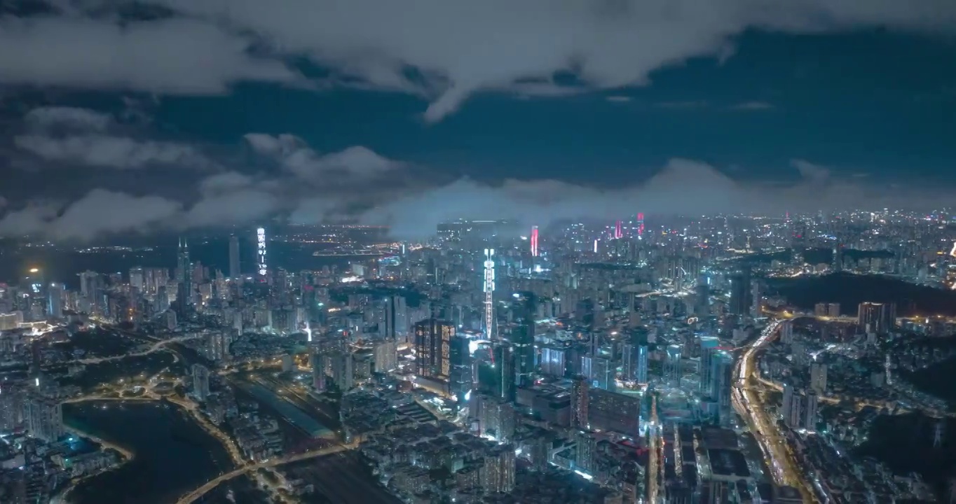 俯视深圳城市建筑夜景风景视频素材