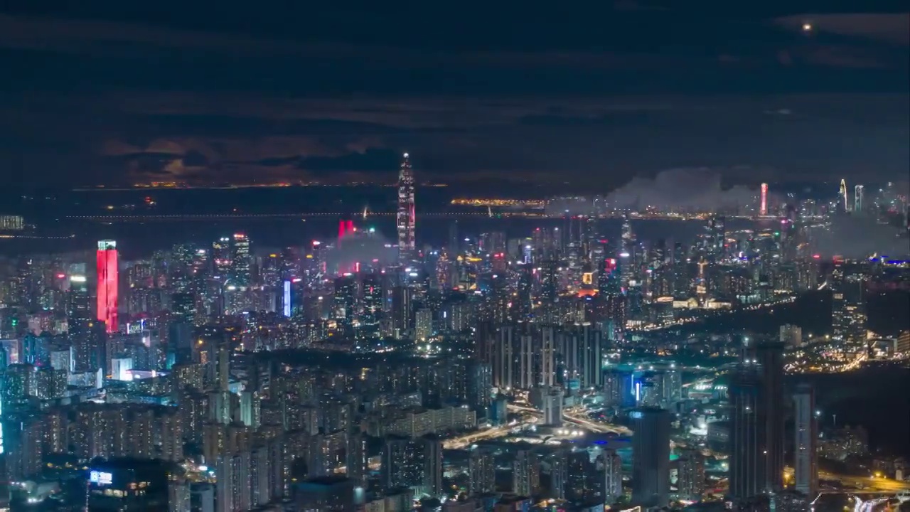 俯视深圳城市建筑夜景风景视频素材