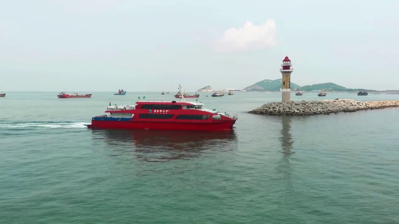 珠海桂山岛海景游轮海边风光4K高清视频素材