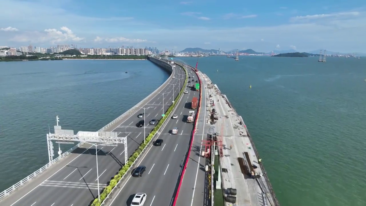 宝安沿江高速公路行车航拍视频素材