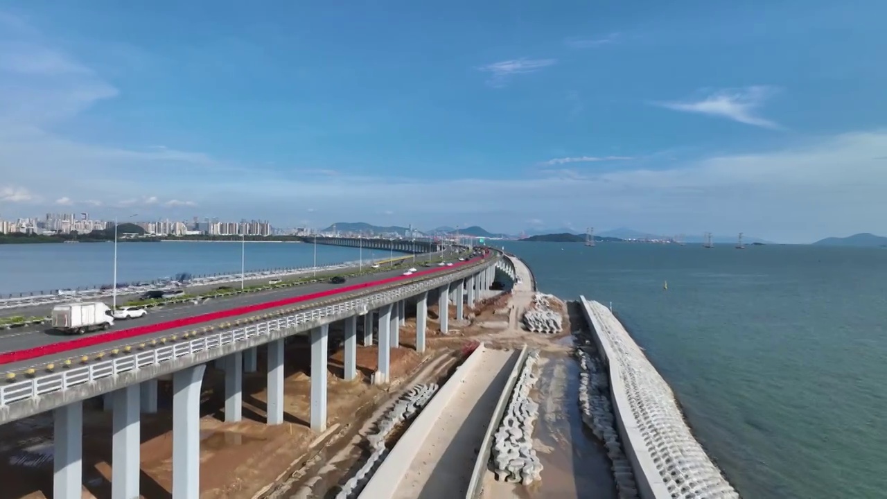 宝安沿江高速公路行车航拍视频素材