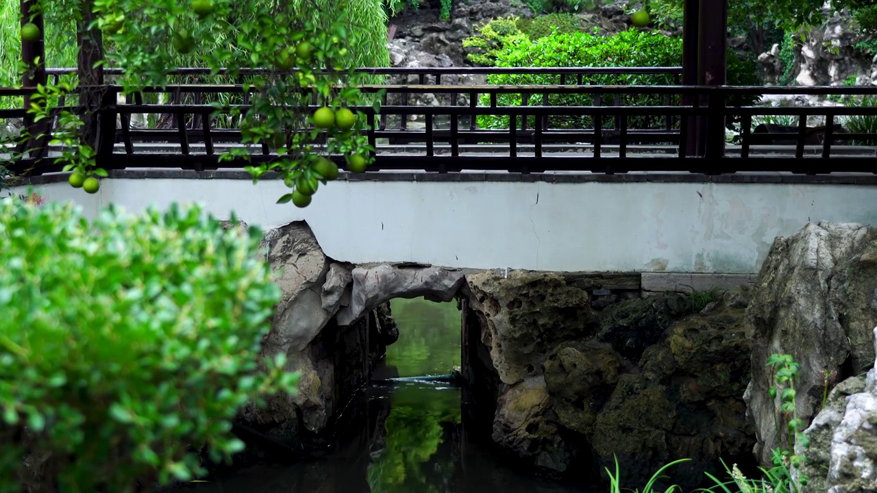 中国明代古典园林、“江南四大名园”之一，南京瞻园中式园林庭院的建筑和自然风光视频素材