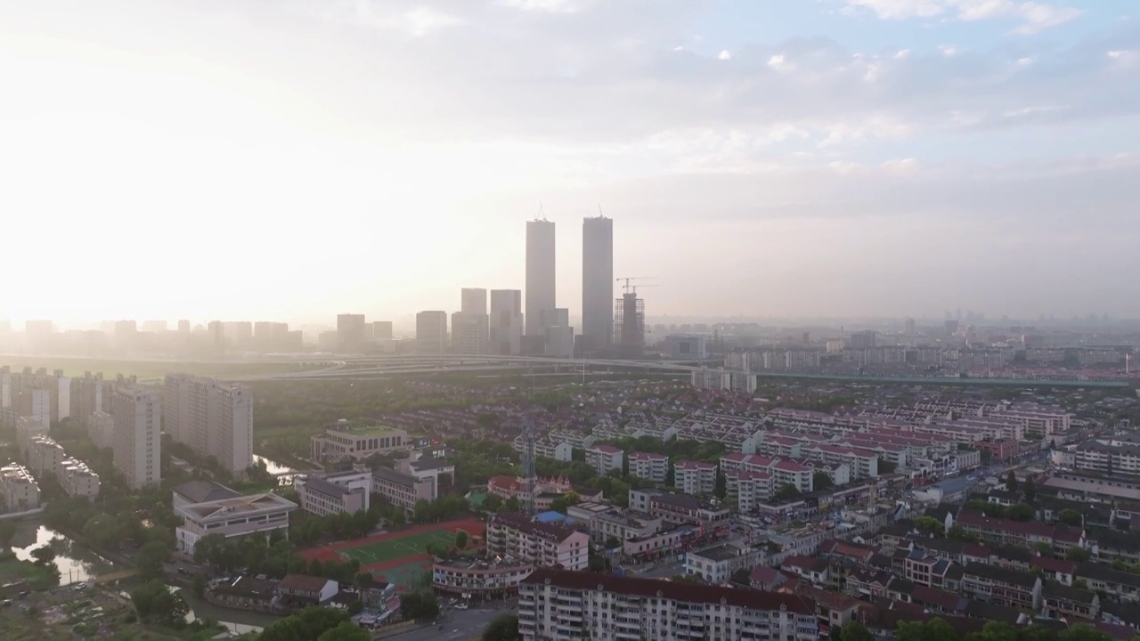 上海浦东张江之门航拍视频素材