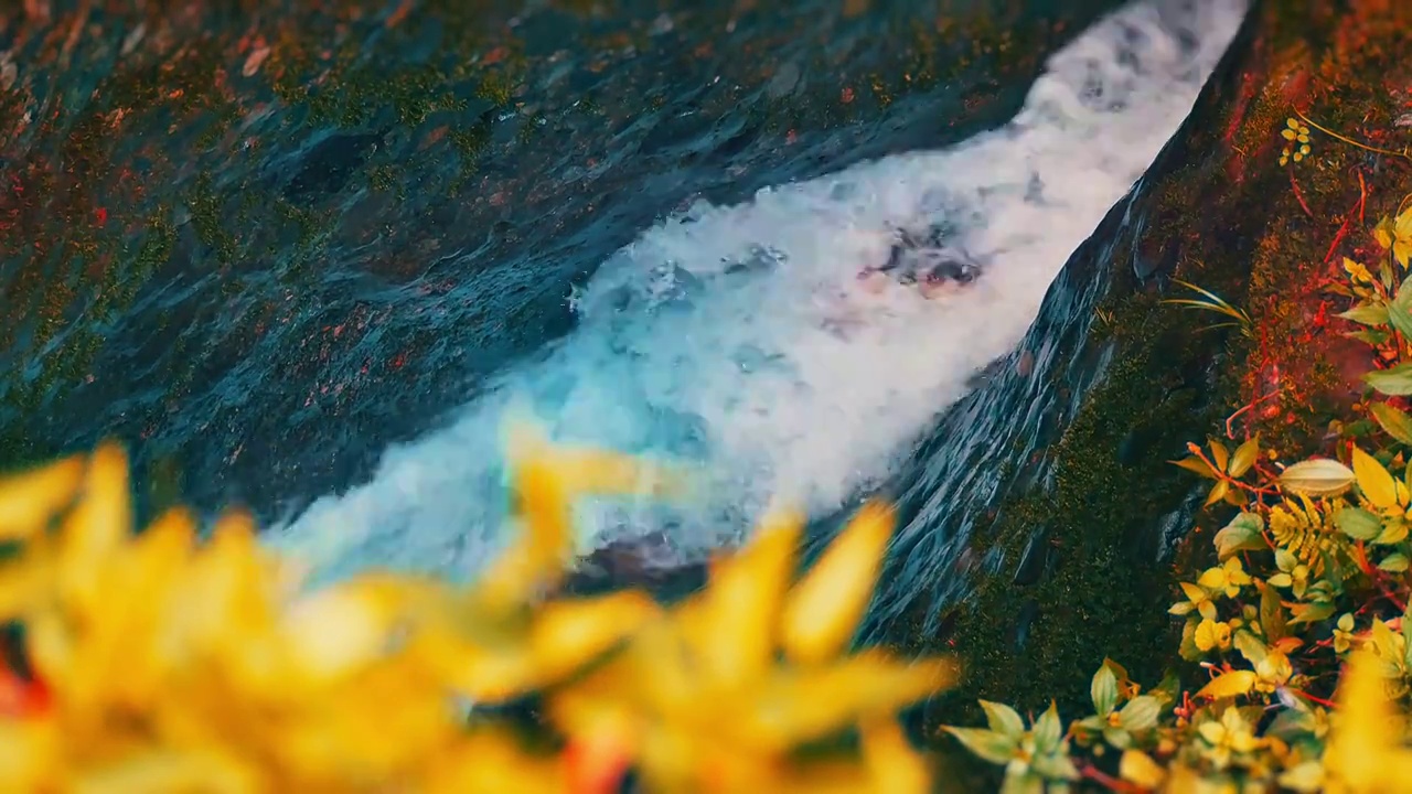 森林里的小溪水流瀑布视频下载