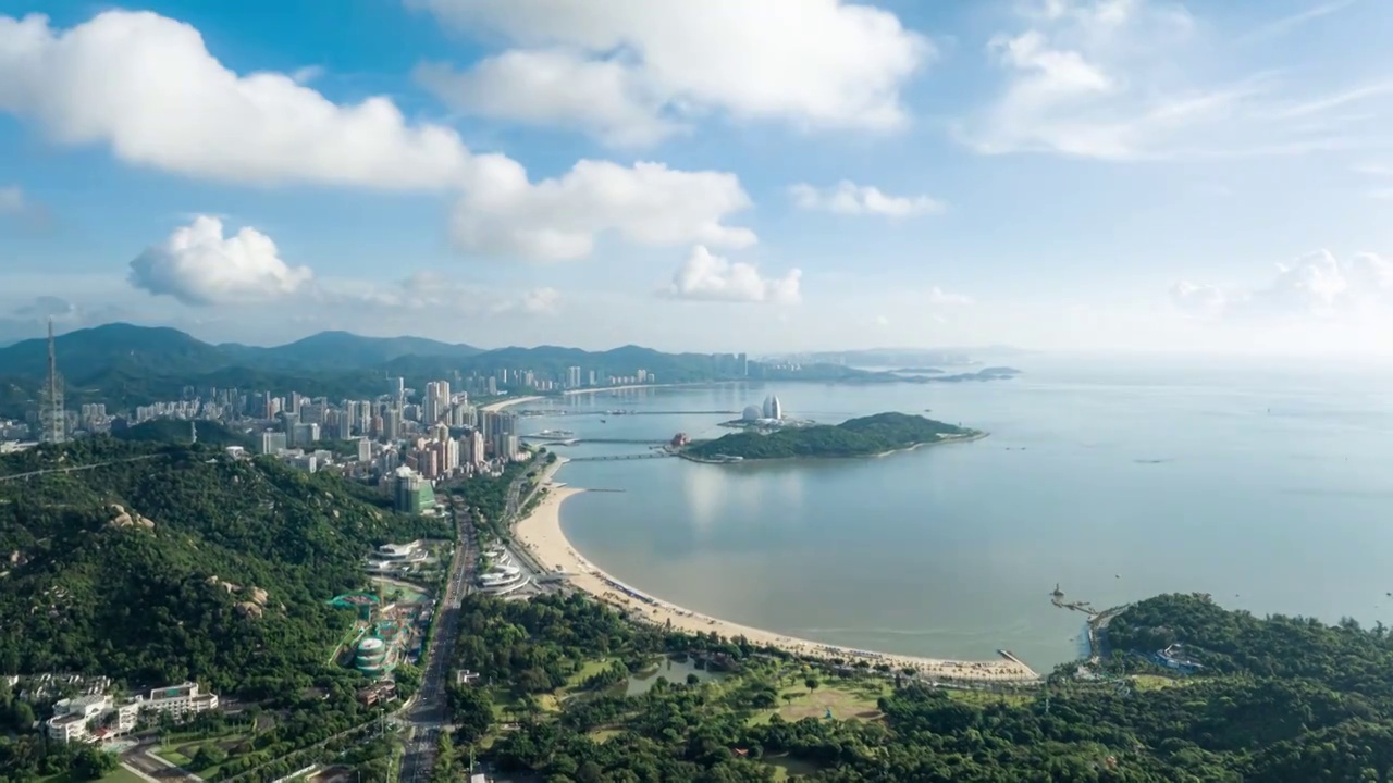 航拍珠海香洲高空大景延时视频下载