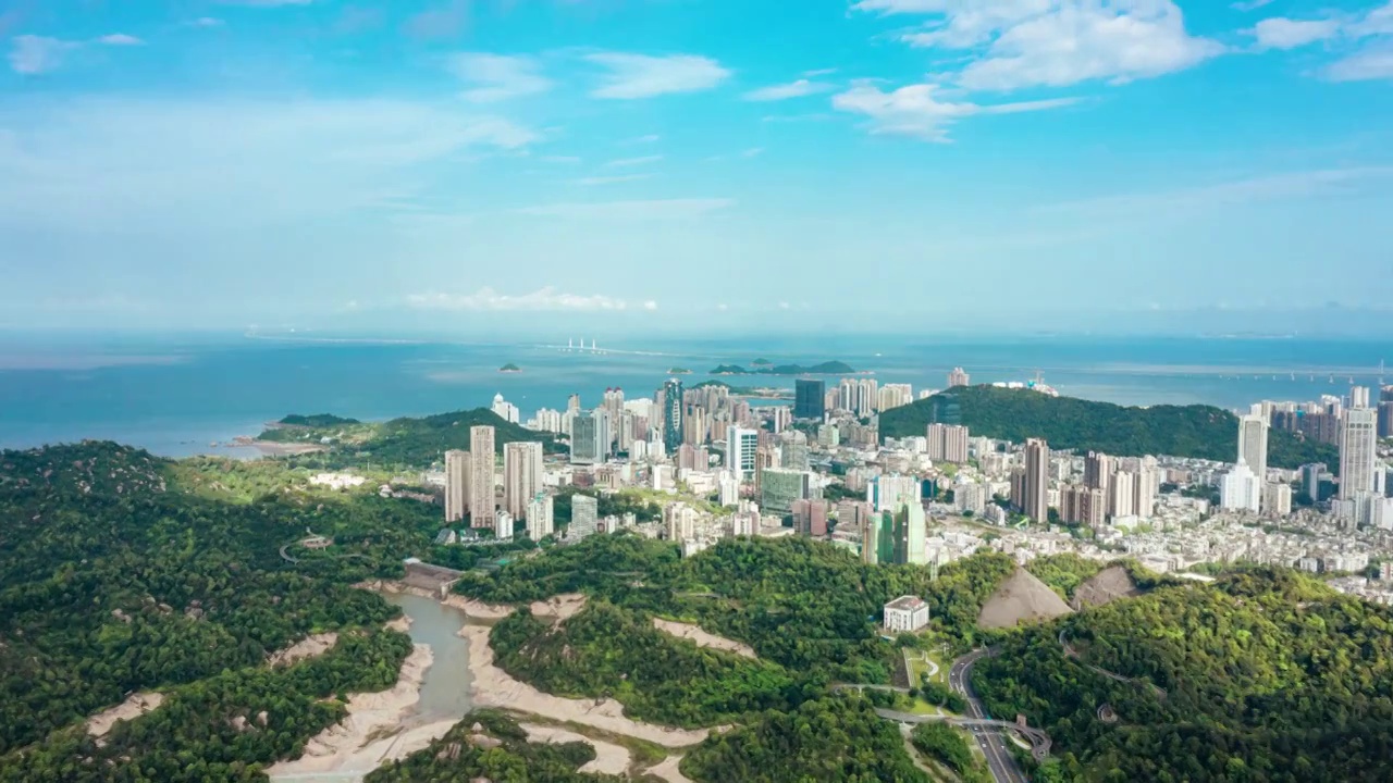 航拍珠海香洲高空大景延时视频下载