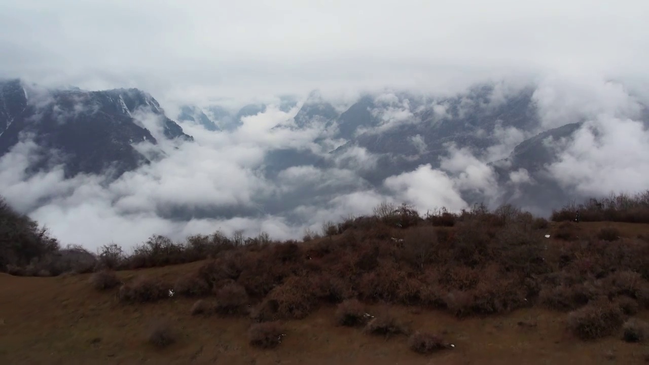 四川甘孜州巴朗山卧龙雪山云海航拍视频素材