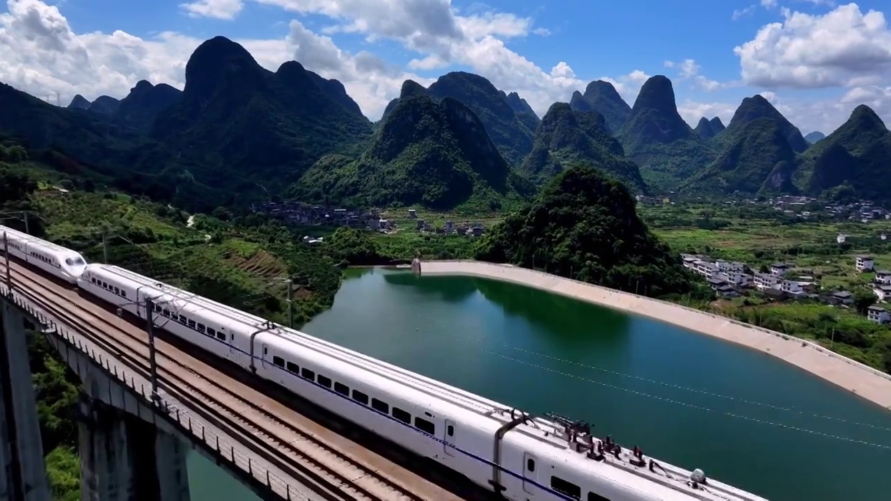 高铁桂林中国高铁动车和谐号复兴号视频素材