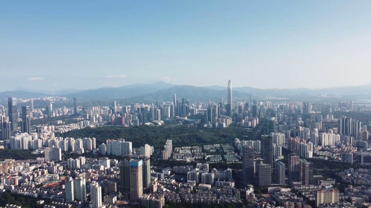 深圳福田CBD城市建筑群航拍风光视频素材
