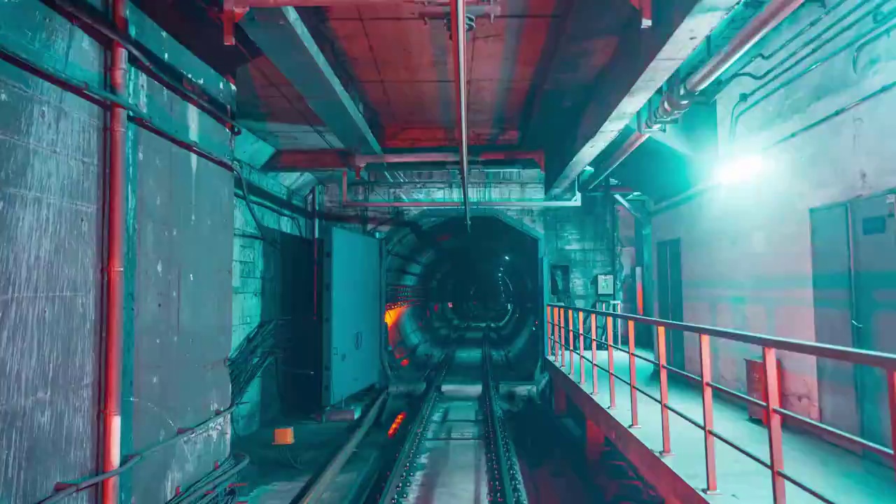 中国上海地铁隧道内穿梭延时视频素材