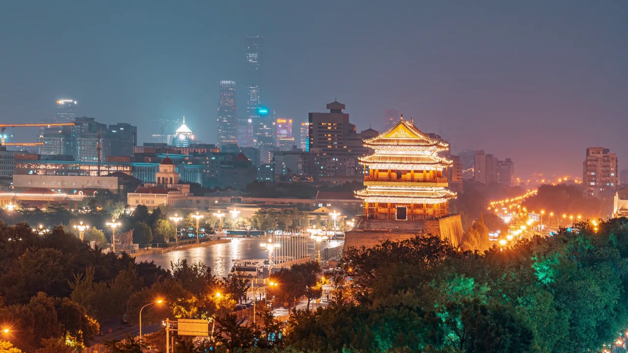中国北京正阳门夜晚延时风光视频素材