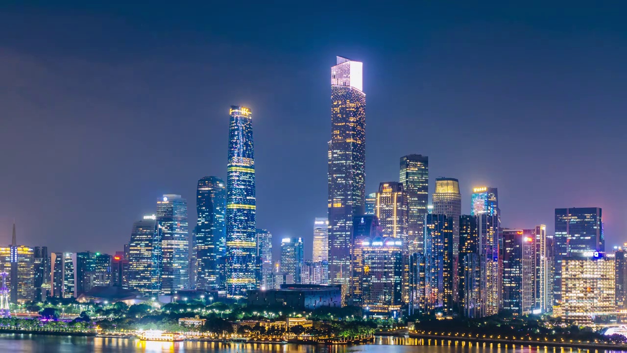 广州城市天际线日落夜景时间间隔视频素材