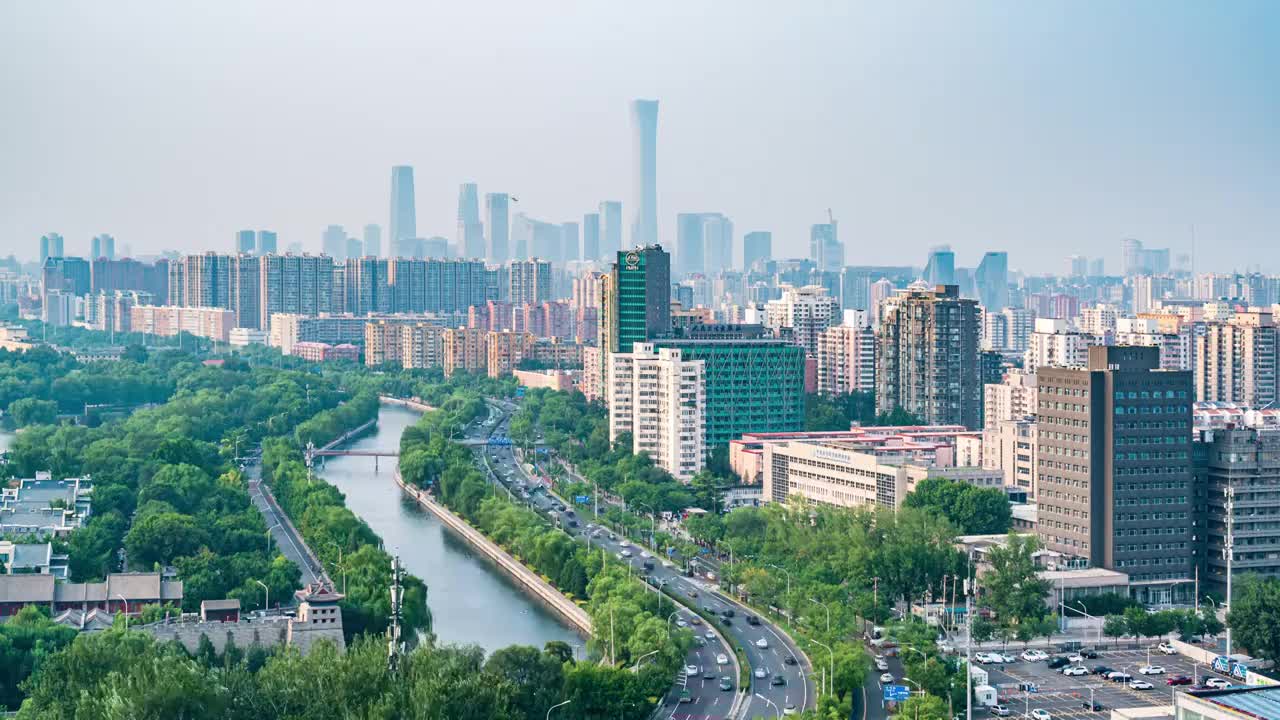 中国北京国贸CBD城市建筑群风光延时视频下载