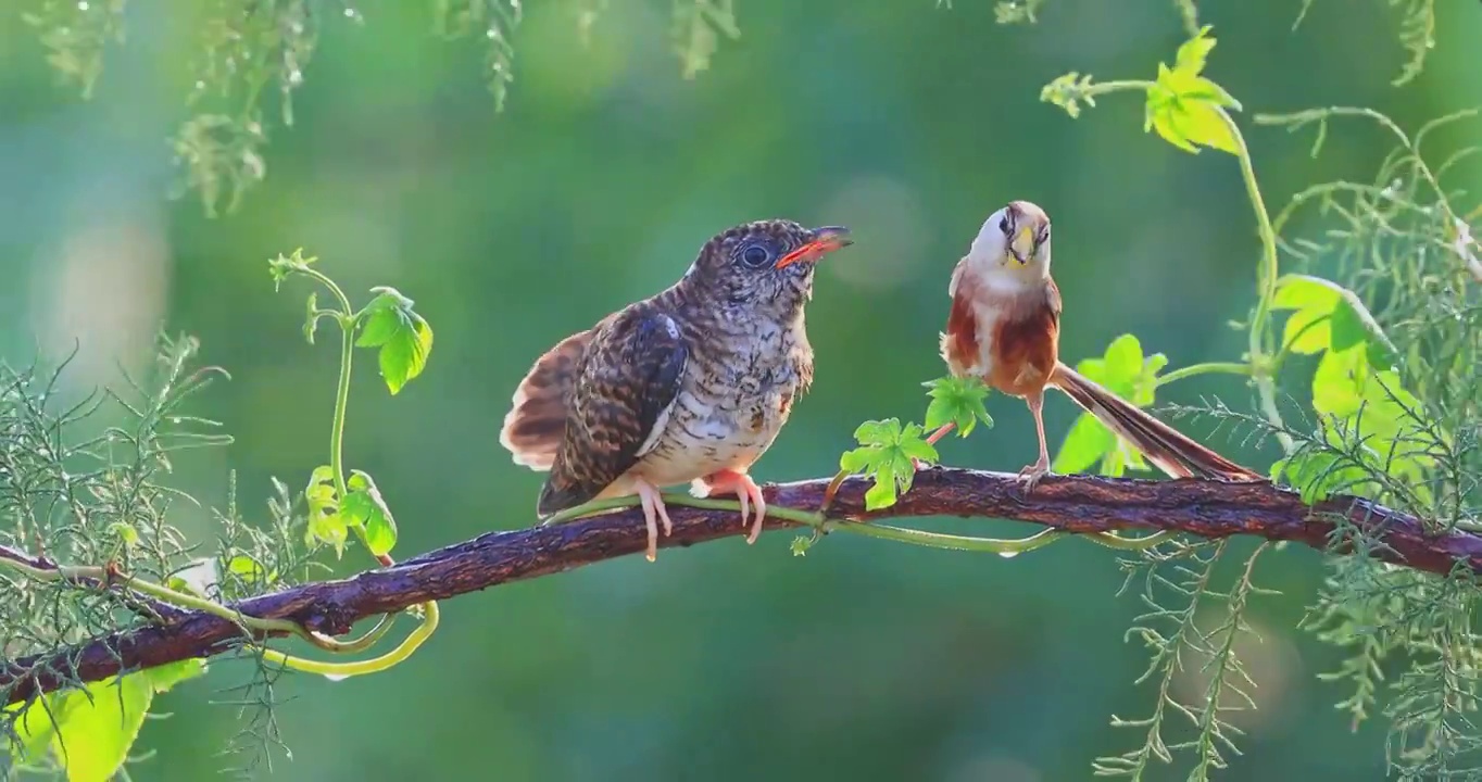 吉林省吉林市森林公园震旦鸦雀喂养杜鹃精彩画面视频下载