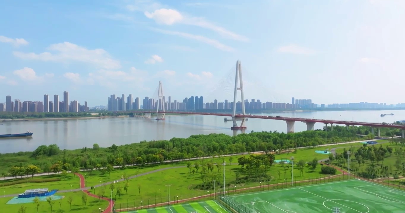 武汉江滩和长江大桥风光视频下载
