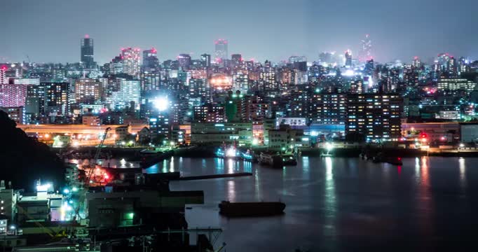 日本广岛城市夜景延时视频下载