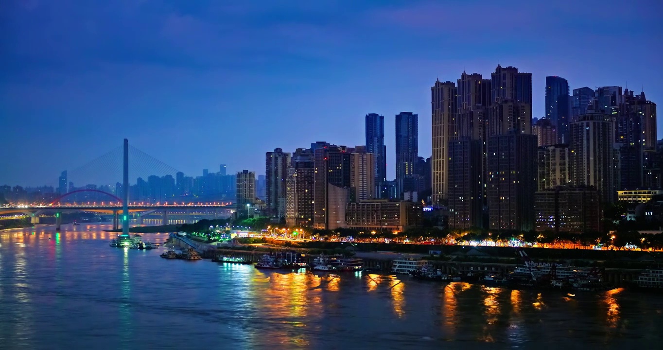 中国重庆城市天际线夜景无商标广告创意视频视频素材