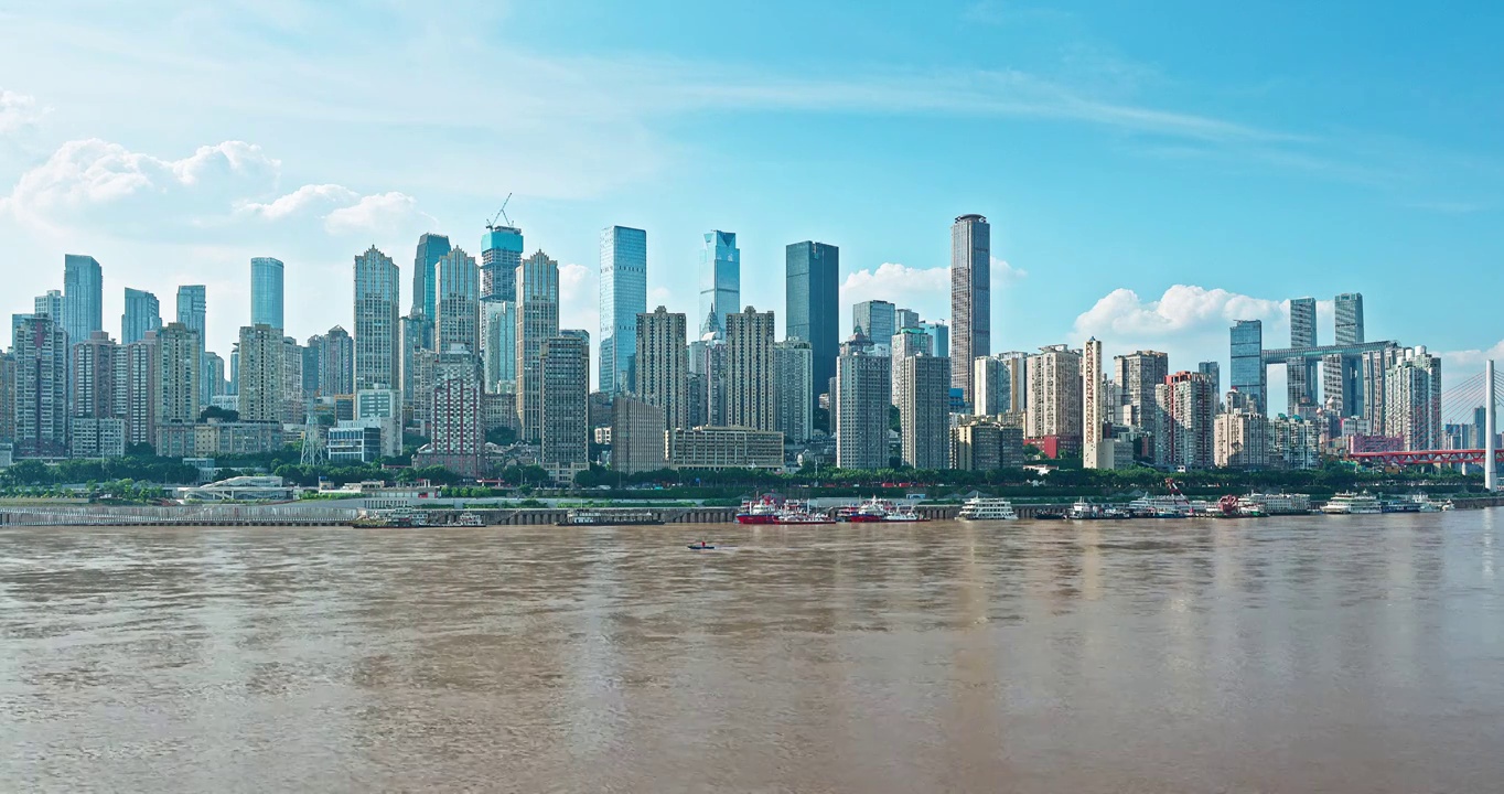 中国重庆城市天际线与河流无商标广告创意视频视频素材