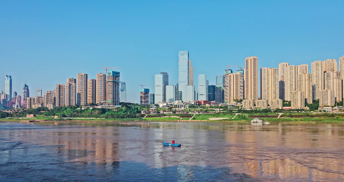 中国重庆城市天际线与河流无商标广告创意视视频素材