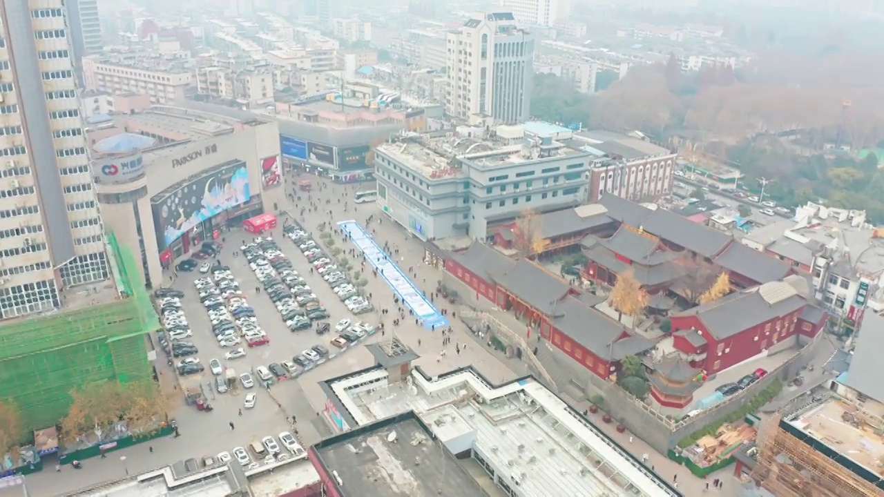 安徽 合肥 淮河路步行街 白昼 明教寺 航拍 4K视频视频下载