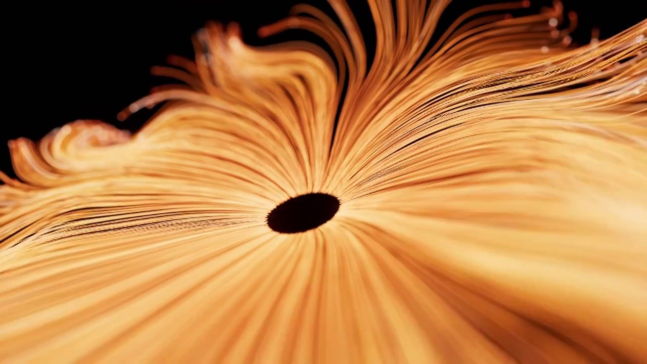 流动生长的金色粒子曲线背景3D渲染视频下载
